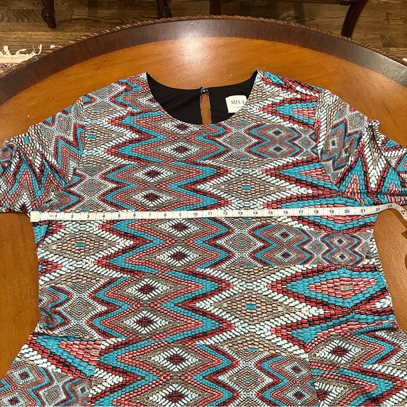 MISA Los Angeles Snakeskin Mosaic Print Swing Dress 1X Long Sleeve Mini Short - Picture 10 of 16